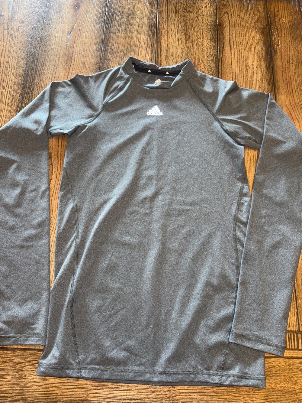adidas Long Sleeve Tee in Dark Gray with Silver Logo